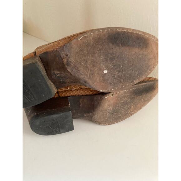 VTG Cat\'s Paw Cowboy Boots Orange Tan Leather Men\'s Size 9 Western Snakeskin main image 5